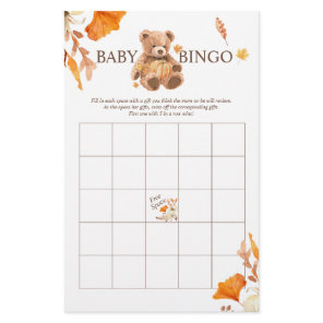 Fall Teddy Bear BINGO Baby Shower Game Flyer