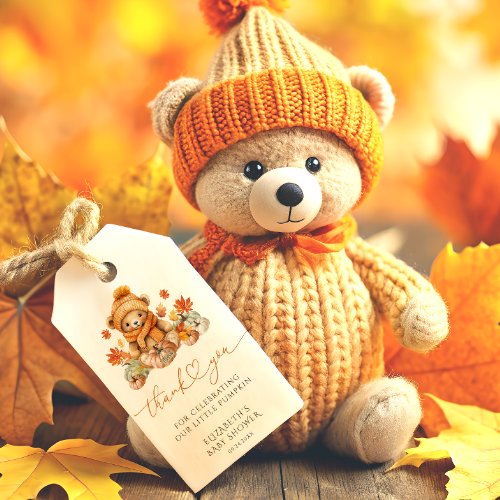 Fall Teddy Bear Thank You Gift Tags