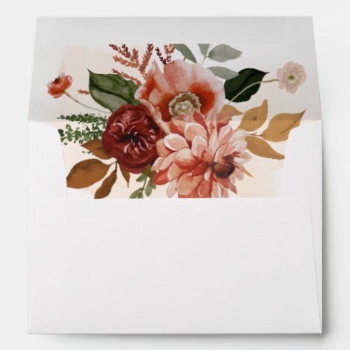Fall Terracotta and Burgundy Floral Wedding Envelope