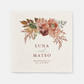 Fall Terracotta and Burgundy Floral Wedding Invita Napkins (Front)