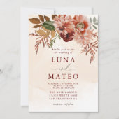 Fall Terracotta and Burgundy Floral Wedding Invitation (Front)