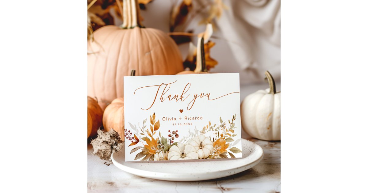 Fall Terracotta Autumn Wedding thank you Card | Zazzle