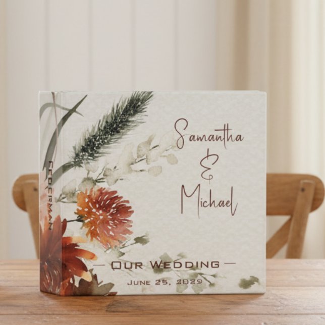 Fall Terracotta Boho Flowers Wedding Binder Album (Creator Uploaded)