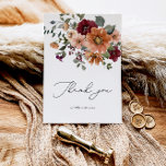 Fall Terracotta Burgundy Floral Thank You Card<br><div class="desc">Perfect for a fall celebration, this item not only sets the mood, but also reflects the deep emotions of love and joy associated with a bridal shower. The timeless design promises to make a memorable first impression, leaving your guests looking forward to your special day. Whether you're planning a large...</div>