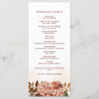 Fall Terracotta Burgundy Floral Wedding Program