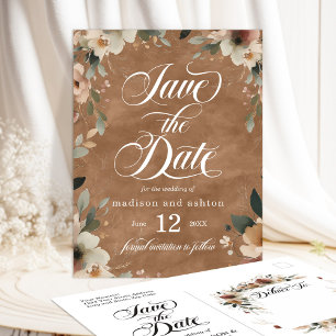 Fall Terracotta Cottagecore Wedding Save the Date Announcement Postcard