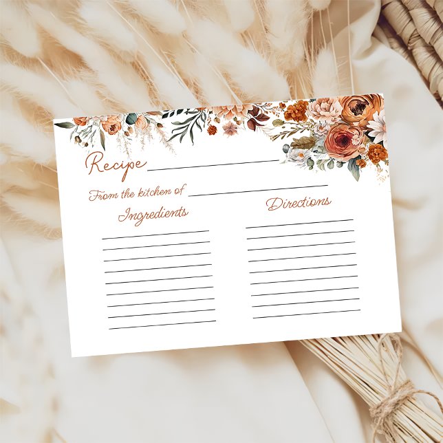 Fall Terracotta Elegant Bridal Shower Recipe Card (Creator Uploaded)