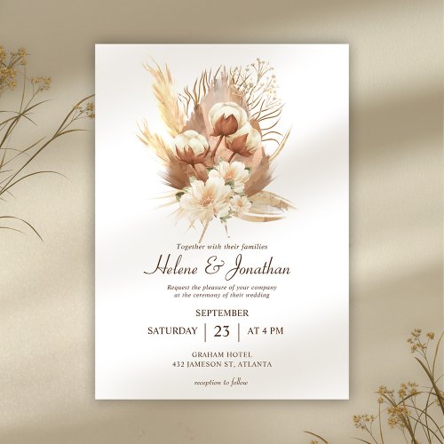 Fall Terracotta Floral Boho Wedding Invitation