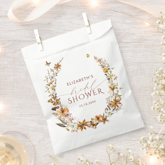 Fall Terracotta Floral Bridal Shower Favor Bag (Clipped)