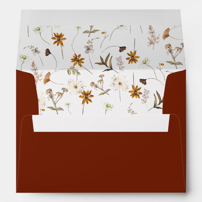 Fall Terracotta Floral Wedding Envelope (Back (Bottom))