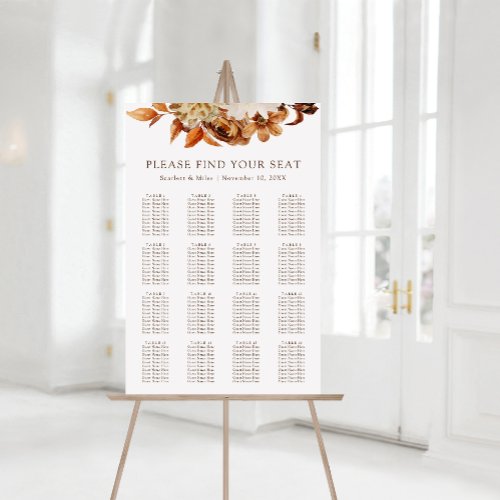Fall Terracotta Floral Wedding Seating Chart