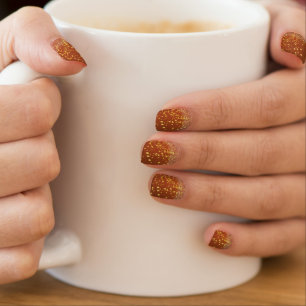 Fall Terracotta Gold Flecks Faint Reverse French Minx Nail Art