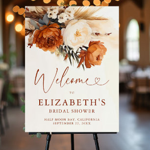 Fall Terracotta Pampas Boho Bridal Shower Welcome Foam Board