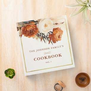 Fall Terracotta Pampas Boho Family Cookbook Recipe 3 Ring Binder