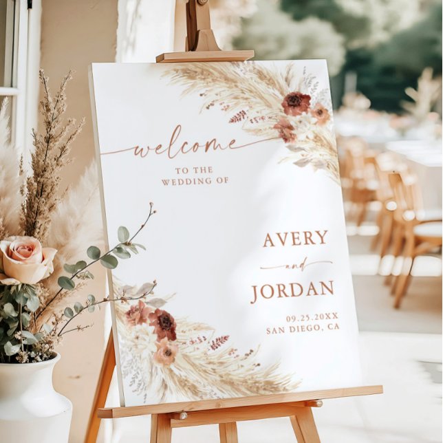 Fall Terracotta Pampas Grass Welcome Sign (Creator Uploaded)