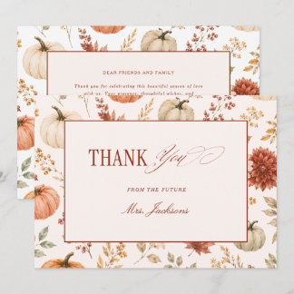 Fall Terracotta Pumpkin Floral Bridal Shower Thank You Card