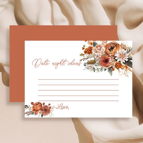 Fall Terracotta Rustic Bridal Shower Date Game  Enclosure Card