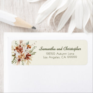 Fall Terracotta Watercolor Floral Custom Address Label
