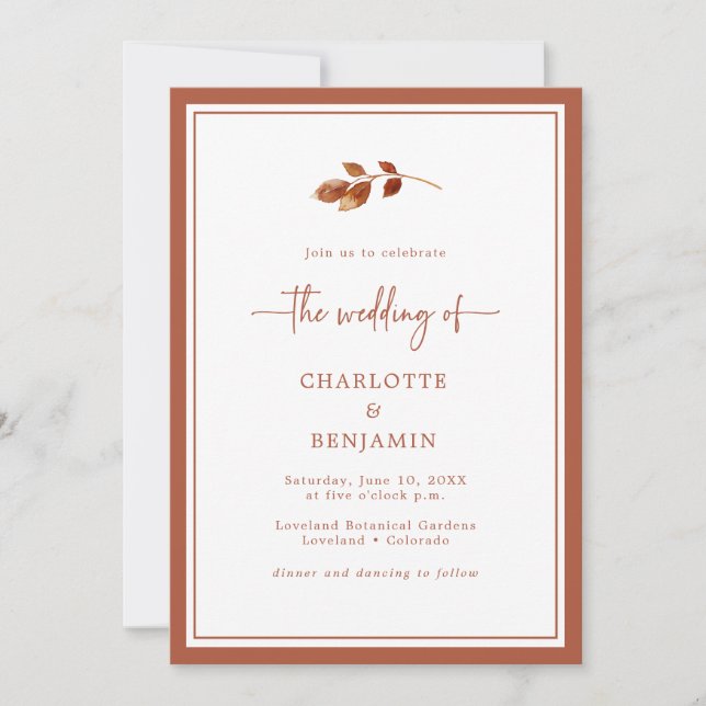 Fall Terracotta Wedding Invitation (Front)