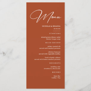 Fall Terracotta Wedding Menu