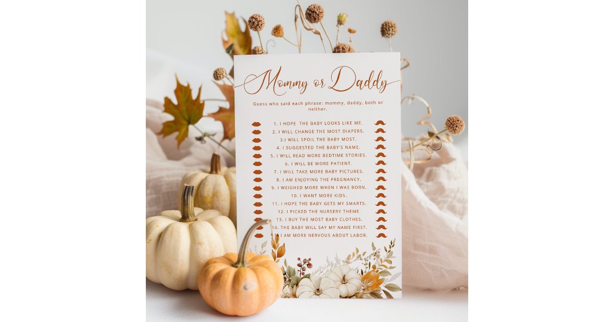 Fall terracotta Who Said It Mommy or Daddy game | Zazzle