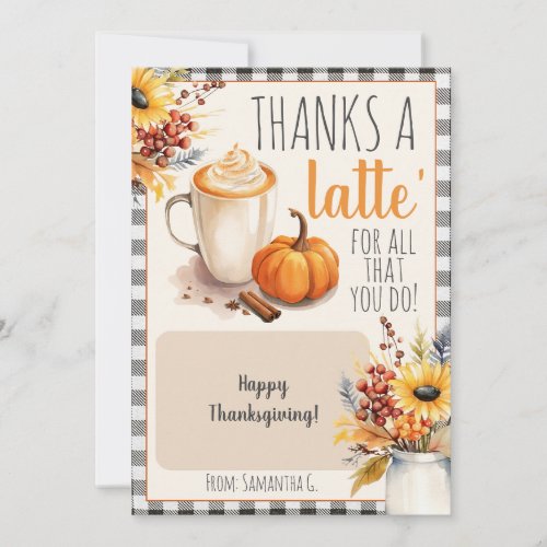 Fall Thanks a Latte Coffee Gift Card Holder