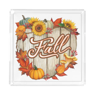 Fall Thanksgiving Autumn Harvest Pumpkin Spice Fun Acrylic Tray
