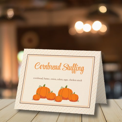 Fall Thanksgiving Buffet Food Label Tag Cards