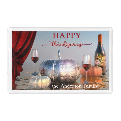 Fall Thanksgiving Dinner Artistic Design Acrylic Tray