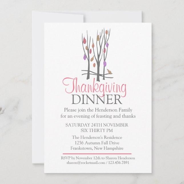 Fall Thanksgiving Dinner invitation (Front)