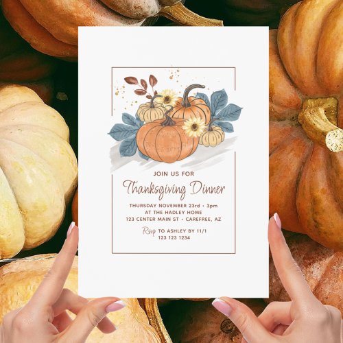 Fall Thanksgiving Dinner Pumpkin Invitation