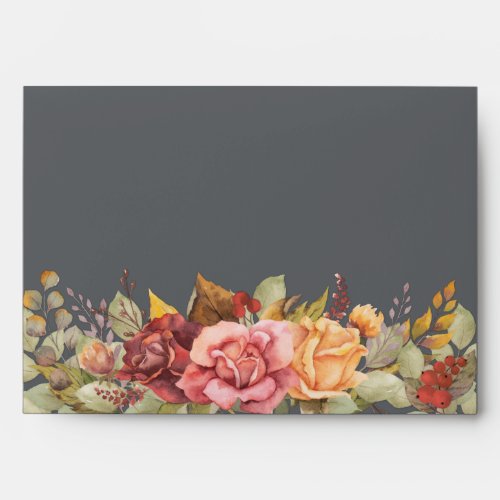 FallThanksgiving Floral Border Return Address Envelope