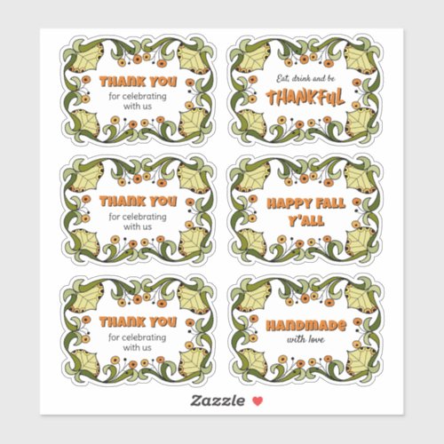 Fall Thanksgiving Fun Cheerful CC0144 Party Set Sticker (Sheet)