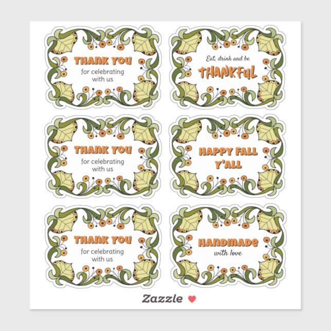 Fall Thanksgiving Fun Cheerful CC0144 Party Set Sticker (Sheet)