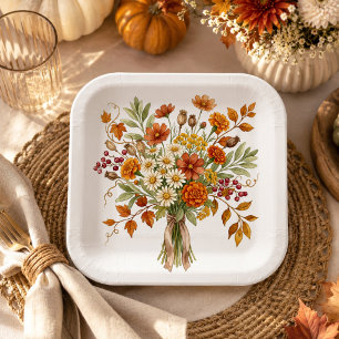 Fall Thanksgiving Gatherings Autumn Floral Paper Plates