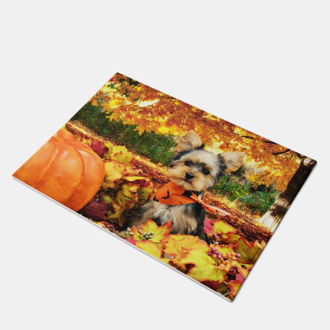 Fall Thanksgiving - Max - Yorkie Doormat (Angled)