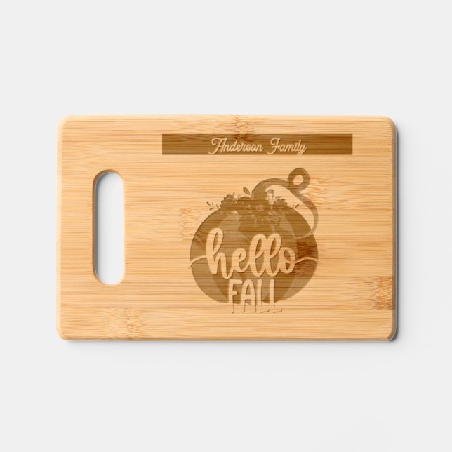 Fall Thanksgiving Personalized Modern Engraved Cutting Board (Front)