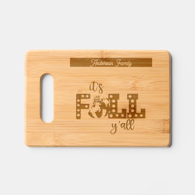 Fall Thanksgiving Personalized Trendy Engraved Cutting Board (Front)
