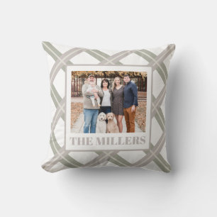 Fall Thanksgiving Plaid Personalized Photo  Throw Pillow
