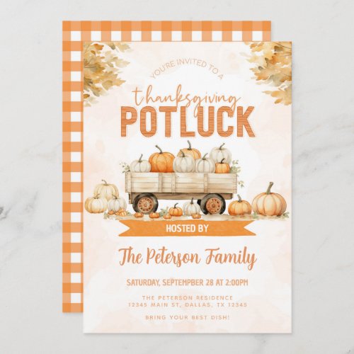 Fall Thanksgiving Potluck Dinner Party Invitation