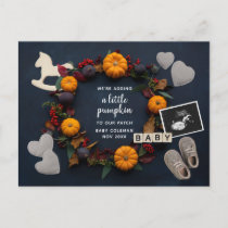 Fall Thanksgiving Pumpkin Pregnancy Reveal Baby An Holiday Postcard