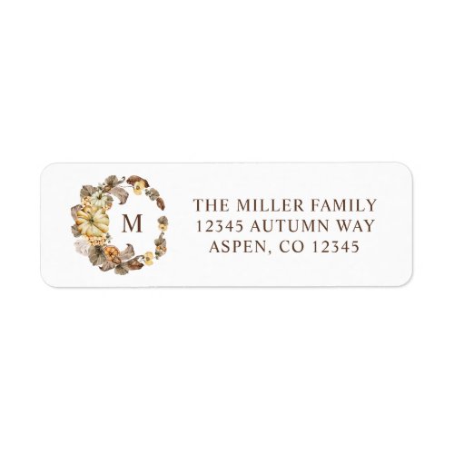 Fall Thanksgiving Pumpkin Wreath Return Address Label