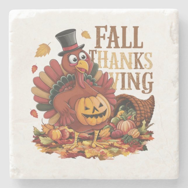 fALL THANKSGIVING Stone Coaster (Front)