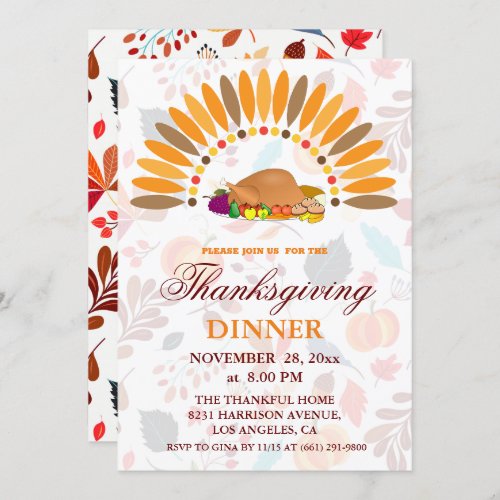 Fall Thanksgiving Turkey Dinner Invitation