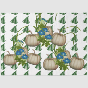 Fall Thanksgiving White Pumpkins Flora Artwork Tissue Paper