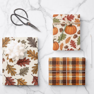 Fall Thanksgiving Wrapping Paper Sheets