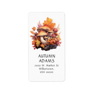 FALL THEME AUTUMN COLORS MUSHROOM LABEL