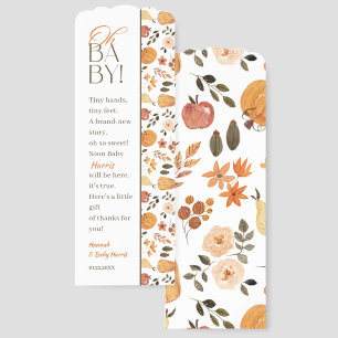 Fall Theme Baby Shower Thank You Bookmarks
