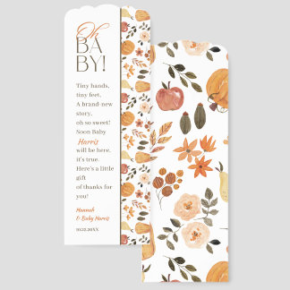Fall Theme Baby Shower Thank You Bookmarks