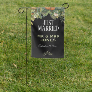 Fall Theme JUST MARRIED Newlywed  Garden Flag